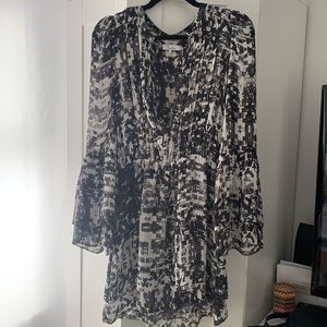 Parker long sleeve black&white printed mini dress